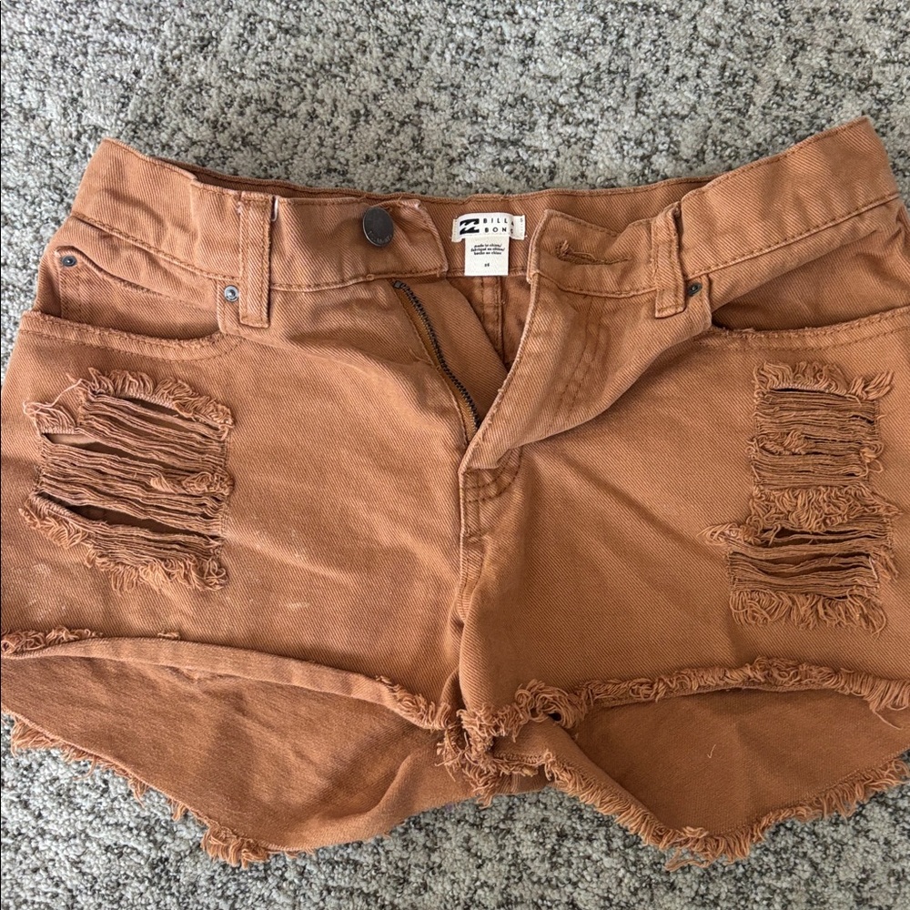 Billabong Tan Distressed Jean Shorts